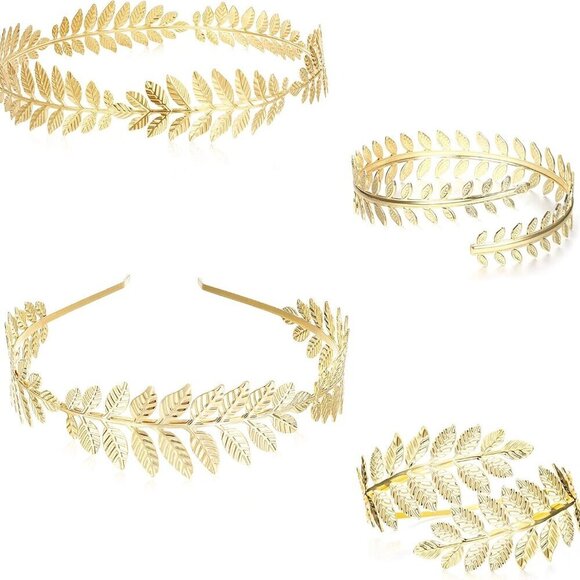 Greek Goddess Headband Arm Cuff Jewelry Set for Women Bridal Party main image 3